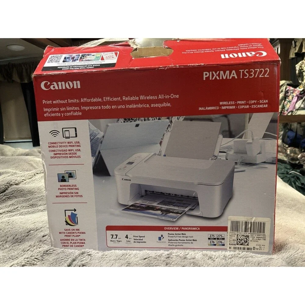 Canon Pixma TS3722 Wireless All-in-One Printer Home Office Printing